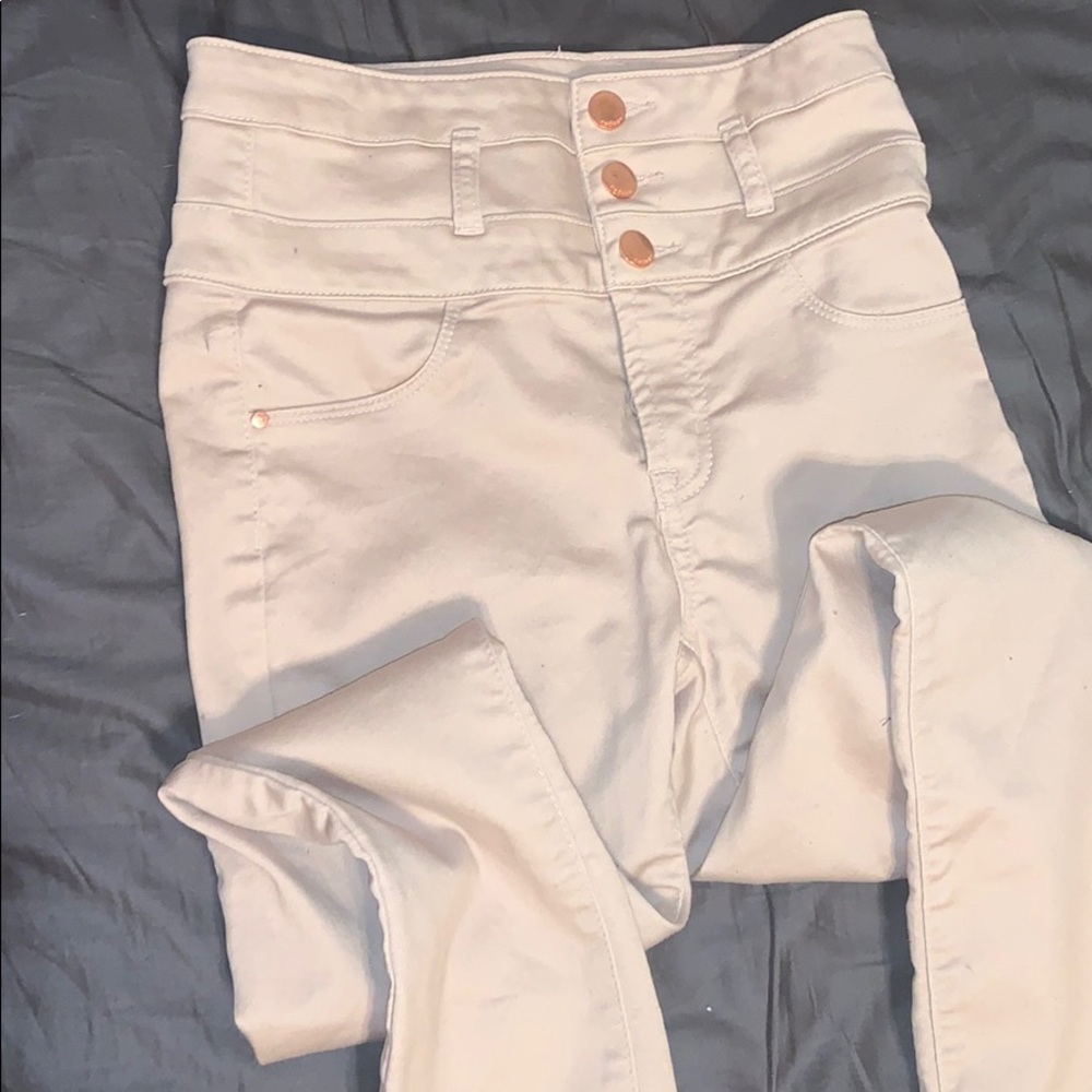 High rise rose gold,cream color jeans worn once